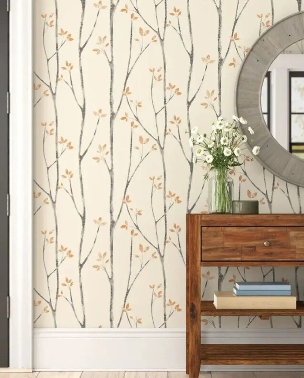 Orange Signe Floral Double Roll Nature Scandinavian Wildlife Washable